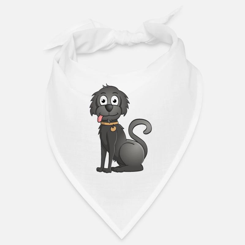 Fröhliche Illustration eines sitzenden schwarzen Hundes Bandana