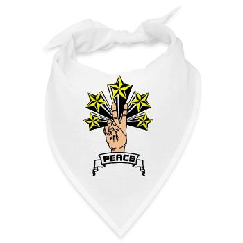 Frieden 5 gelbe Sterne - Bandana - Weiß - Vorne