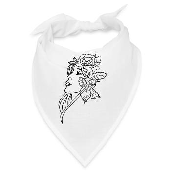 Die Dame und die Rose (schwarz) - Bandana - Weiß - Vorne