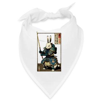 Japanischer Hase in Samurairüstung in Ukiyo-e Stil - Bandana - Weiß - Vorne