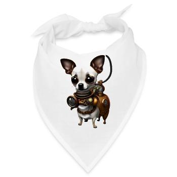 Steampunk Chihuahua - Bandana - Weiß - Vorne