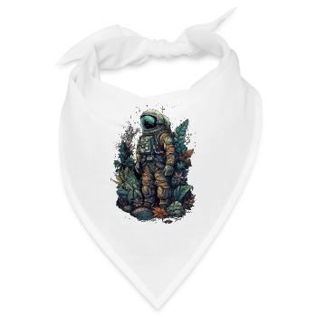 Astronaut mit Pflanzen überwuchert - Surreal - Bandana - Weiß - Vorne
