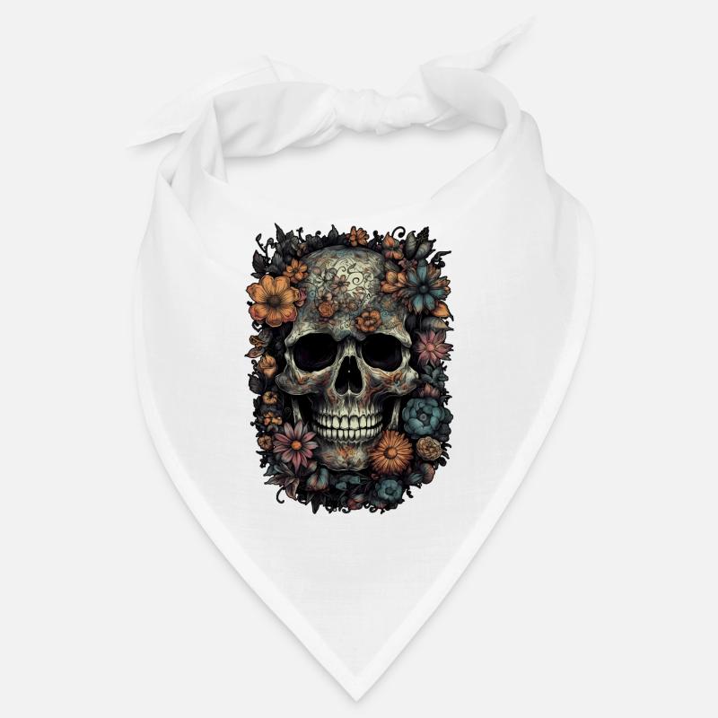 Crâne de crâne boho cool avec des fleurs colorées Bandana