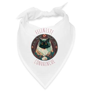 Art-déco-Katzenporträt: Überzeugter Verbrecher - Bandana - Weiß - Vorne