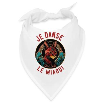Art-Deco Katzenportrait: Ich tanze das Miauen! - Bandana - Weiß - Vorne