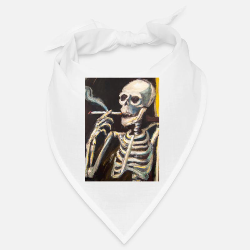 Skelett raucht eine Zigarette Bandana
