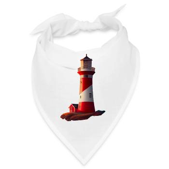 Der Leuchtturm ragt hoch über die steilen Klippen - Bandana - Weiß - Vorne