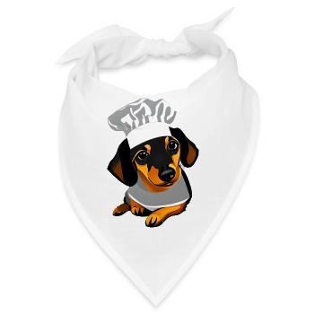 Hunde Dackelwelpe Dachshund Gastronom Hund Kochen - Bandana - Weiß - Vorne