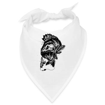 Fisch des Lebens! - Angeltshirt Barschangriff / S - Bandana - Weiß - Vorne