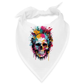 Schädel Farbenfreudig - Piratenkopf - Totenkopf - Bandana - Weiß - Vorne