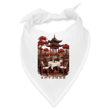 Asiatisches Kaffee - Bandana - Weiß - Vorne