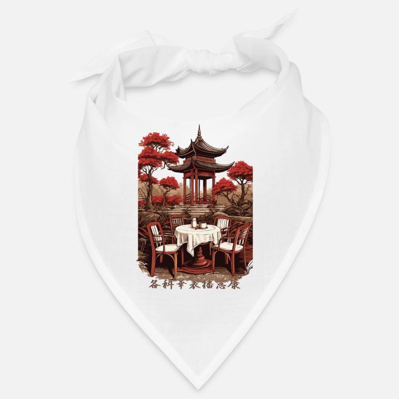 Asiatisches Kaffee - Bandana - Weiß