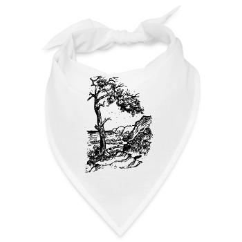Ostsee Strand Linolschnitt schwarz - Bandana - Weiß - Vorne