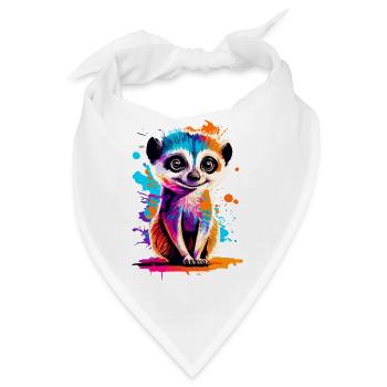 Erdmännchen Farbenfroh - Meerkat aus der Wüste - Bandana - Weiß - Vorne