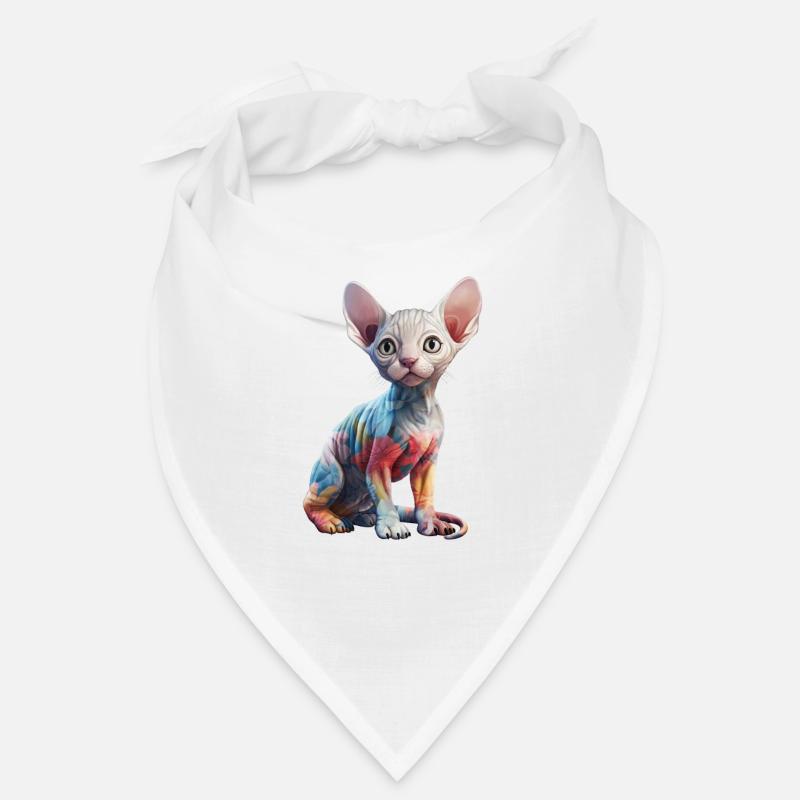 Sphynx Cat Blumen - Bandana - Weiß