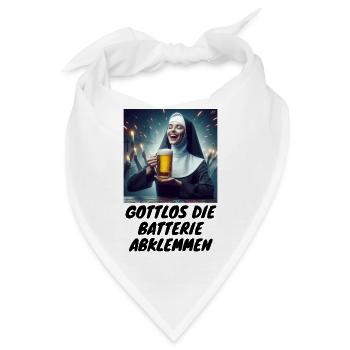 Malle Gottlos die Batterie abklemmen Bier saufen 1 - Bandana - Weiß - Vorne