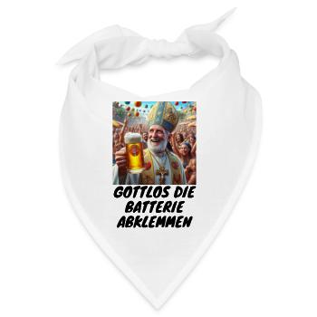 Malle Gottlos die Batterie abklemmen Bier saufen 3 - Bandana - Weiß - Vorne