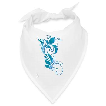 Blaues und violettes Ornamentmuster - Bandana - Weiß - Vorne