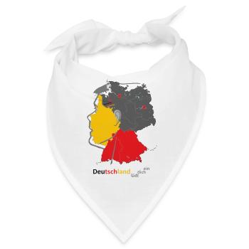 Deutschland Landkarte mit Farbblock - Bandana - Weiß - Vorne