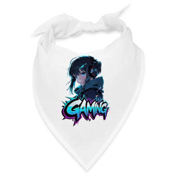 Anime Gamerin, Spiel, Zocken - Bandana - Weiß - Vorne