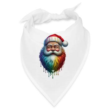 09 Weihnachtsmann Regenbogen Farben Farbtropfen - Bandana - Weiß - Vorne