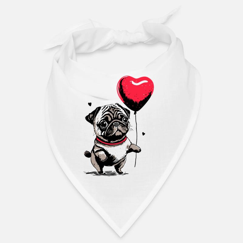 Mops mit Herz Luftballon - Heartful Creatures Bandana