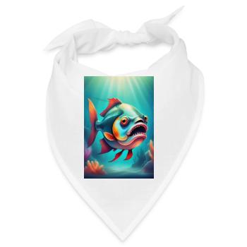 Seltsam aussehender gruseliger Fisch - Bandana - Weiß - Vorne