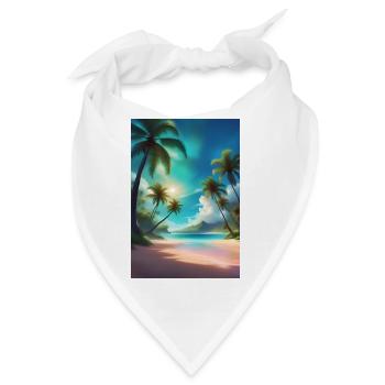 Traumhafter sonniger Tag am Strand von Hawaii - Bandana - Weiß - Vorne