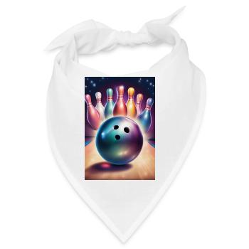 Bowlingkugel und hübsche bunte Anstecknadeln - Bandana - Weiß - Vorne