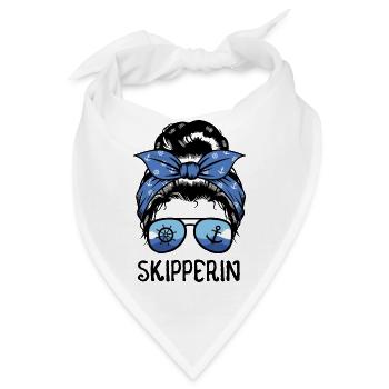 Skipperin Kapitänin Segler Mädchen Seglerin - Bandana - Weiß - Vorne