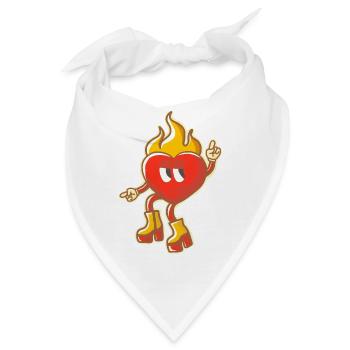 Retro Flaming Heart mit groovigen Stiefeln - Bandana - Weiß - Vorne