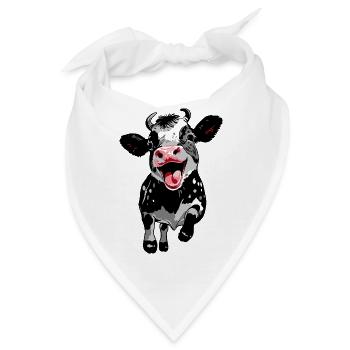 Springendes Kälbchen - Lustige Kuh Kalb - Bandana - Weiß - Vorne