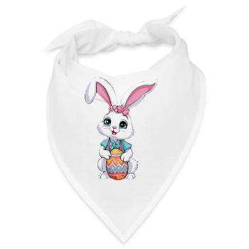 Osterhase mit Ostereiern - Bandana - Weiß - Vorne