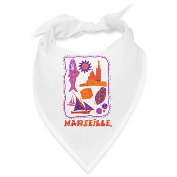 Retro Marseille - Reisen und das Mittelmeer - Bandana - Weiß - Vorne