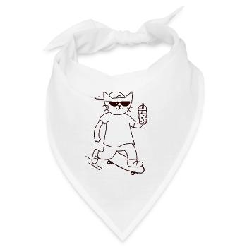 Skater Cat - Bandana - Weiß - Vorne