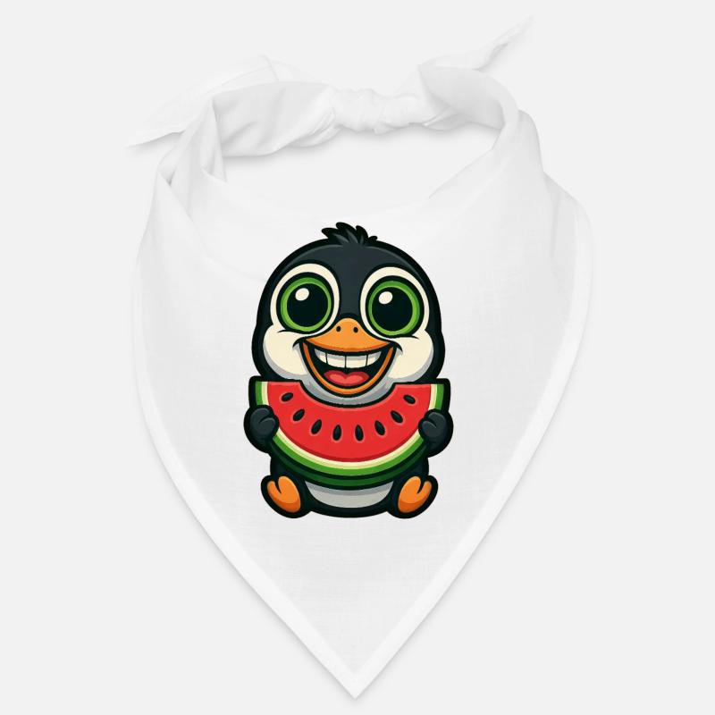 pingouin drôle avec un dessin animé d’été de pastèque Bandana