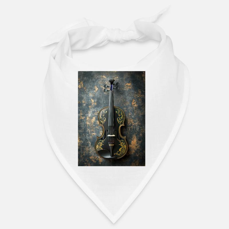 Ornate Elegance – Black & Gold Violin Art Bandana