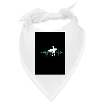 Surfer Silhouette mit Soundwellen-Layout - Bandana - Weiß - Vorne