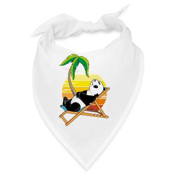 Glücklicher Pandabär entspannt sich auf dem Liegestuhl - Bandana - Weiß - Vorne