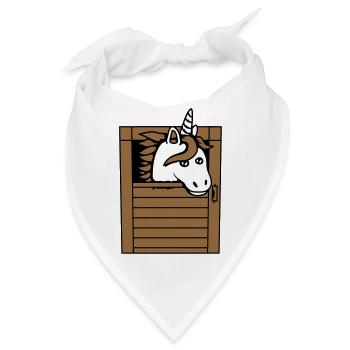 Einhorn Pferd Pferdestall Pony Pferdchen Guckt Süß - Bandana - Weiß - Vorne