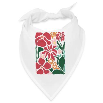 Gute Laune Blumen - rot - Bandana - Weiß - Vorne