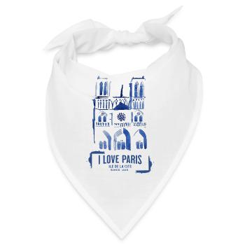 Kathedrale Notre Dame in blauer Aquatinta - Bandana - Weiß - Vorne