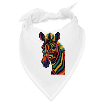 Bunt gestreiftes Zebra-Kunstwerk - Bandana - Weiß - Vorne