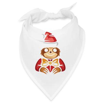 Weihnachtsfaultier mit Mütze und Schleife - Bandana - Weiß - Vorne