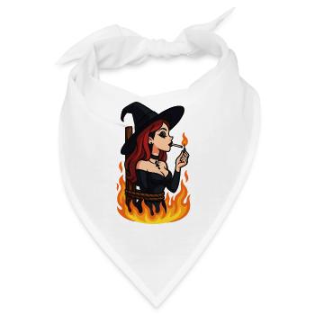 Hexe in Flammen – Gothic Halloween - Bandana - Weiß - Vorne