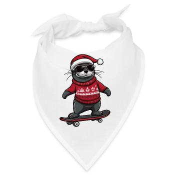 Robbe Tier Weihnachten Lustig - Bandana - Weiß - Vorne