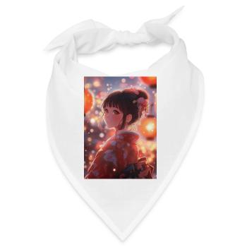 Kimono Blühende Helle Laternen - Bandana - Weiß - Vorne