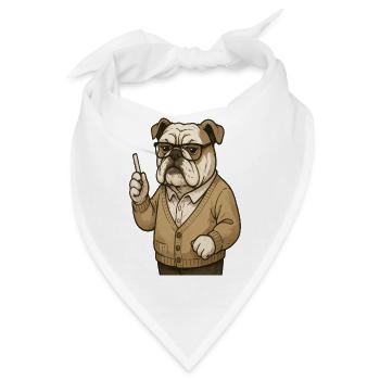 Bulldoggenlehrer mit Kreide-Retro-Klassenzimmer-Cartoon - Bandana - Weiß - Vorne