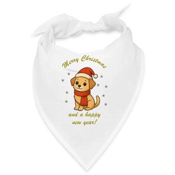 Weihnachtshund mit Schal - Bandana - Weiß - Vorne