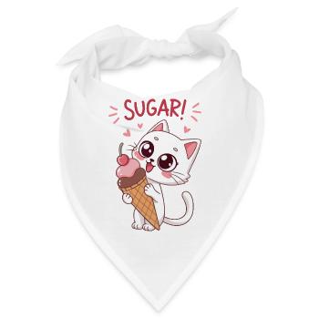 Gourmet-Katze und Eiscreme - Bandana - Weiß - Vorne
